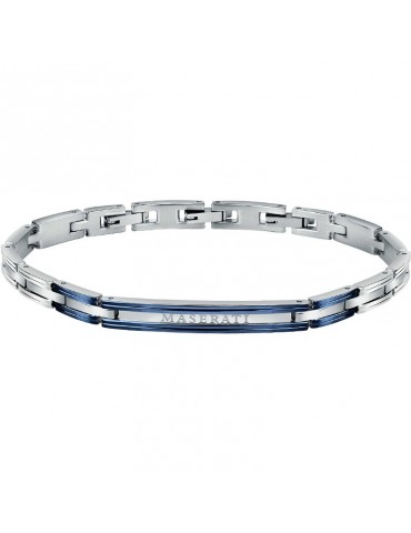 Bracciale Maserati Uomo - in Acciaio con Placca Centrale Blu 22cm - 0
