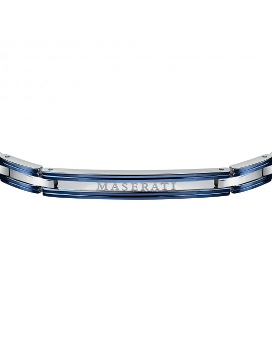 Maserati Man's Bracelet - in Steel with Blue Central Plate 22cm - 0