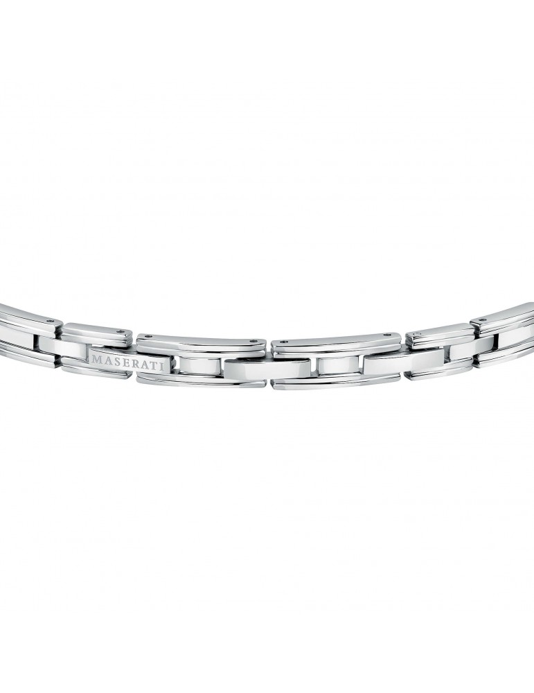 Maserati Man's Bracelet - in Steel with Blue Central Plate 22cm - 0