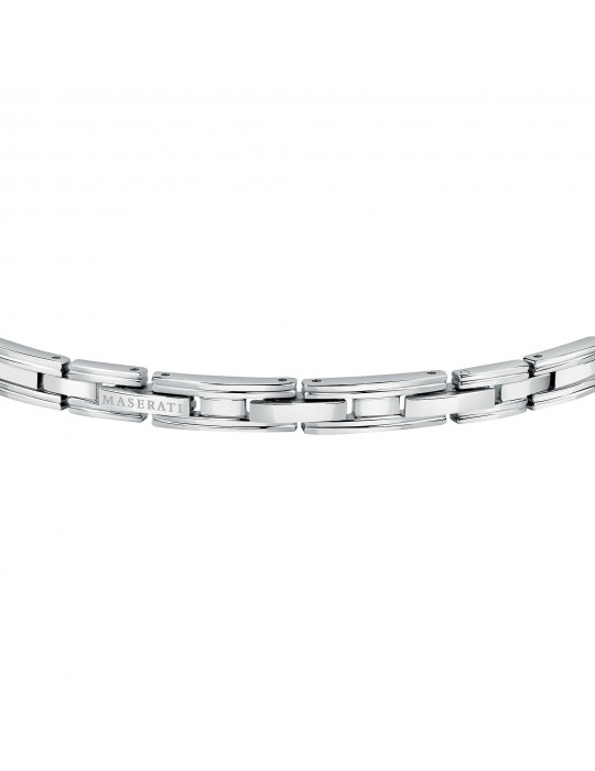 Maserati Man's Bracelet - in Steel with Blue Central Plate 22cm - 0