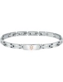 Maserati Man's Bracelet - in Steel with 22cm Rose Gold Logo Central Plate - 0
