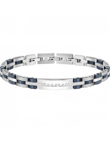 Maserati Men's Bracelet - in Steel and Blue Ceramic Inserts 21cm - 0