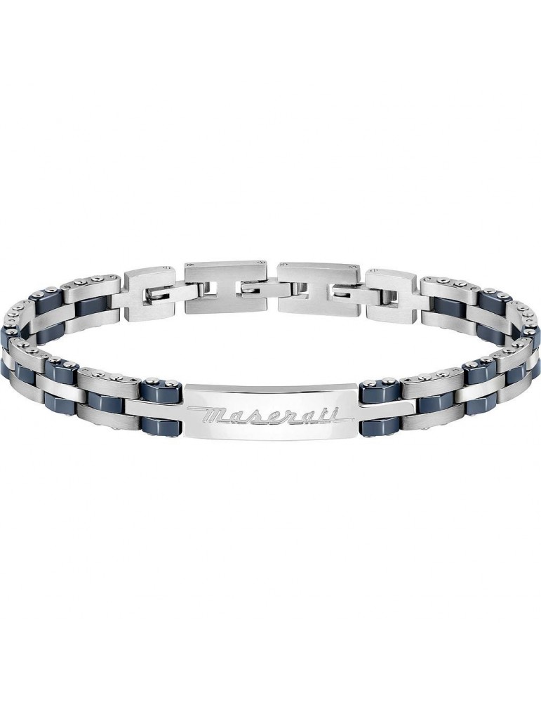 Maserati Men's Bracelet - in Steel and Blue Ceramic Inserts 21cm - 0