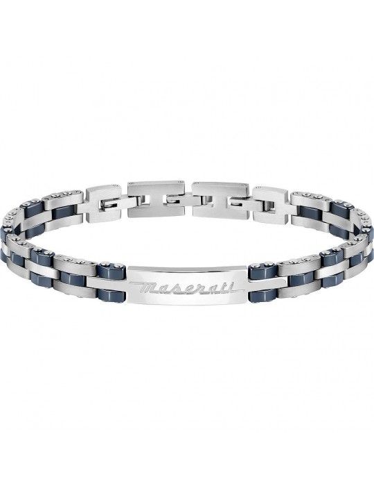 Maserati Men's Bracelet - in Steel and Blue Ceramic Inserts 21cm - 0