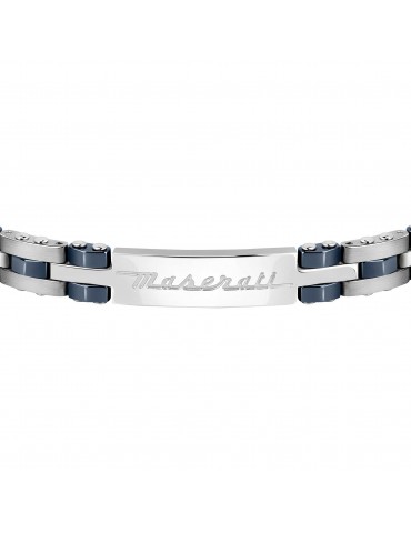 Bracciale Maserati Uomo - in Acciaio ed Inserti in Ceramica Blu 21cm - 0 2