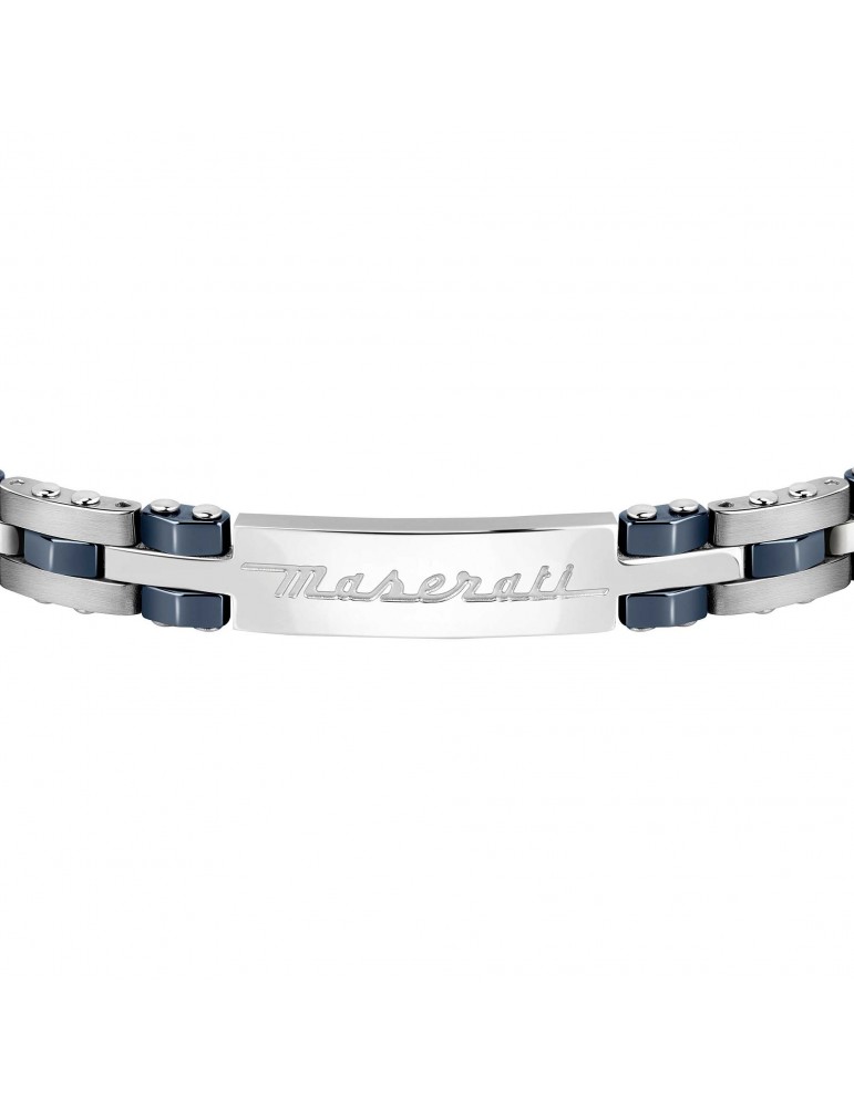 Maserati Men's Bracelet - in Steel and Blue Ceramic Inserts 21cm - 0