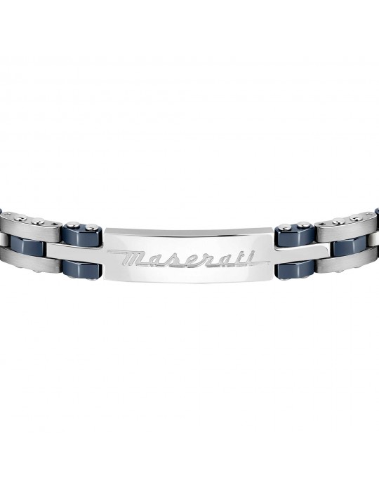 Maserati Men's Bracelet - in Steel and Blue Ceramic Inserts 21cm - 0
