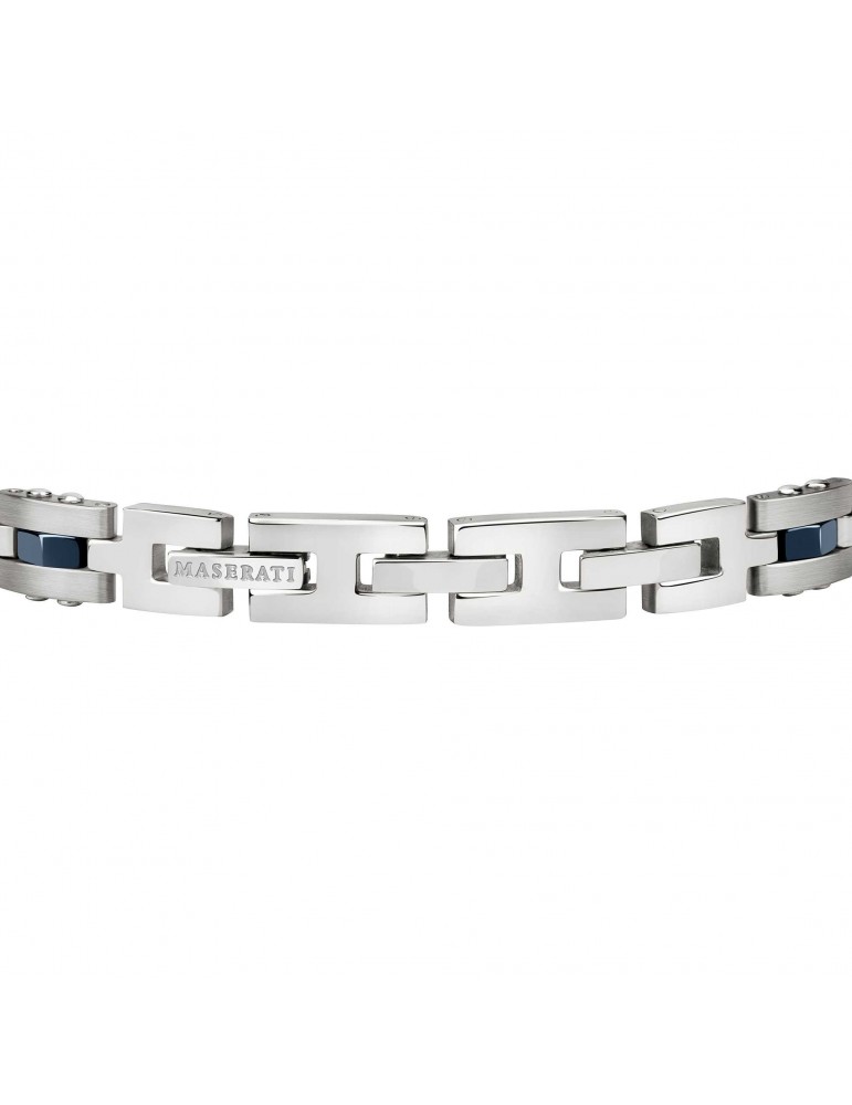 Bracciale Maserati Uomo - in Acciaio ed Inserti in Ceramica Blu 21cm - 0