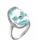 Davite & Delucchi Ring with Aquamarine and Diamonds for Women - 0