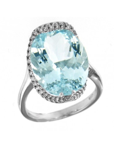 Davite & Delucchi Ring with Aquamarine and Diamonds for Women - 0 2