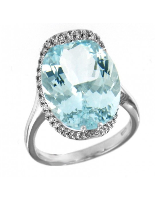 Anello Davite & Delucchi con Acquamarina e Diamanti da Donna - 0