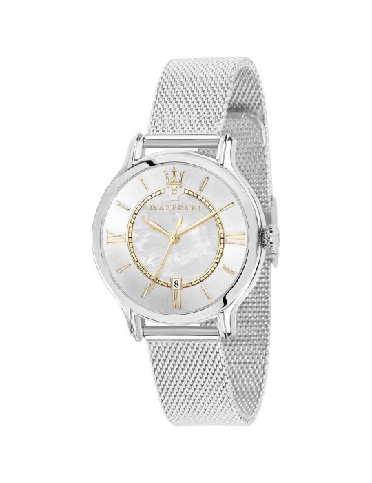 Maserati Woman's Watch - Epoca Time and Date 34mm Silver Mother of Pearl - 0