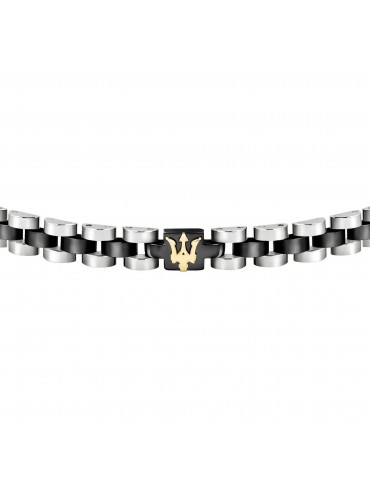 Bracciale Maserati Uomo - in Acciaio Black con Logo Gold 21cm - 0 2