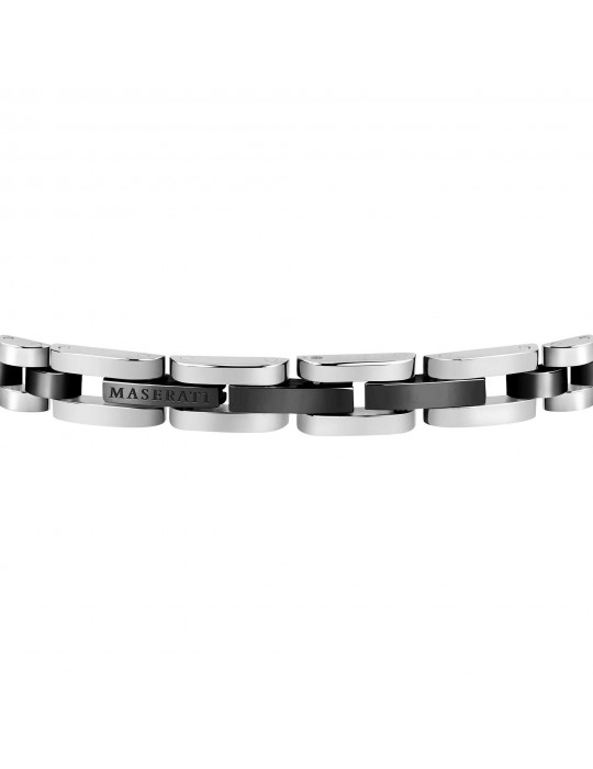 Maserati Man's Bracelet - in Black Steel with Gold Logo 21cm - 0