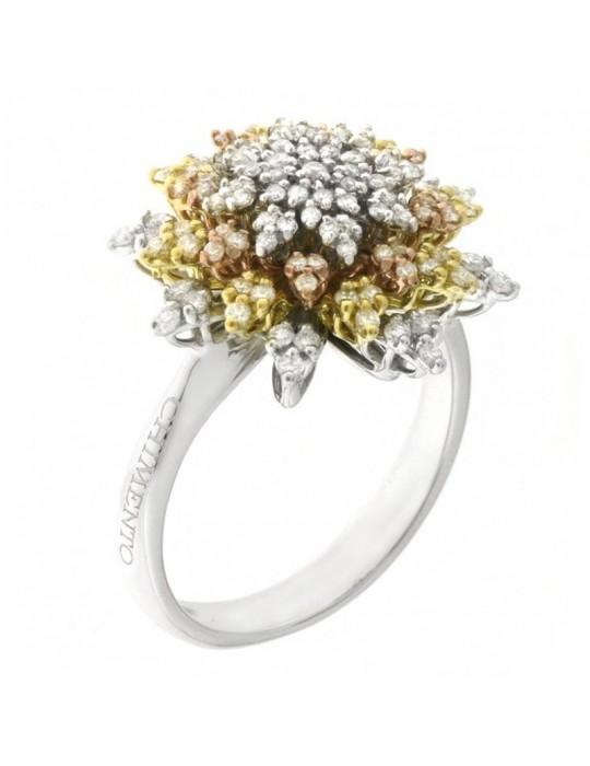 Chimento Woman's Ring - Tradition Diamond in 18K Yellow, Pink and White Gold with Natural Diamonds - 0