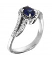 Davite & Delucchi Ring Woman - in White Gold with Diamonds and Shappire - 0