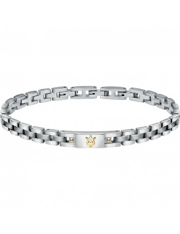 Maserati Man's Bracelet - in Steel with Gold Logo 22cm - 0