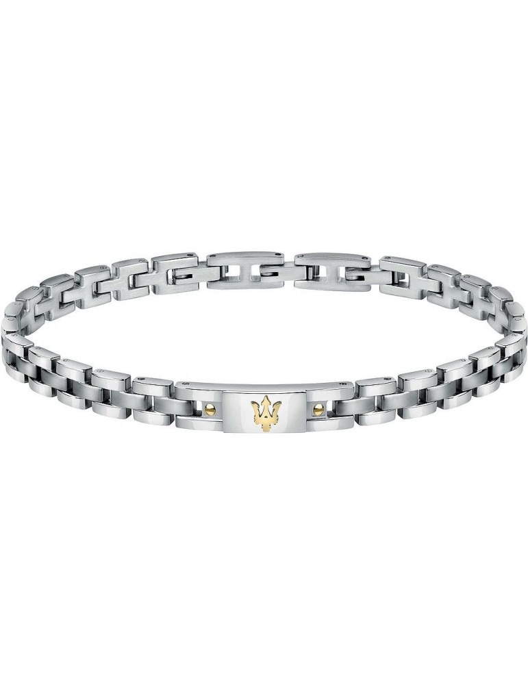 Maserati Man's Bracelet - in Steel with Gold Logo 22cm - 0