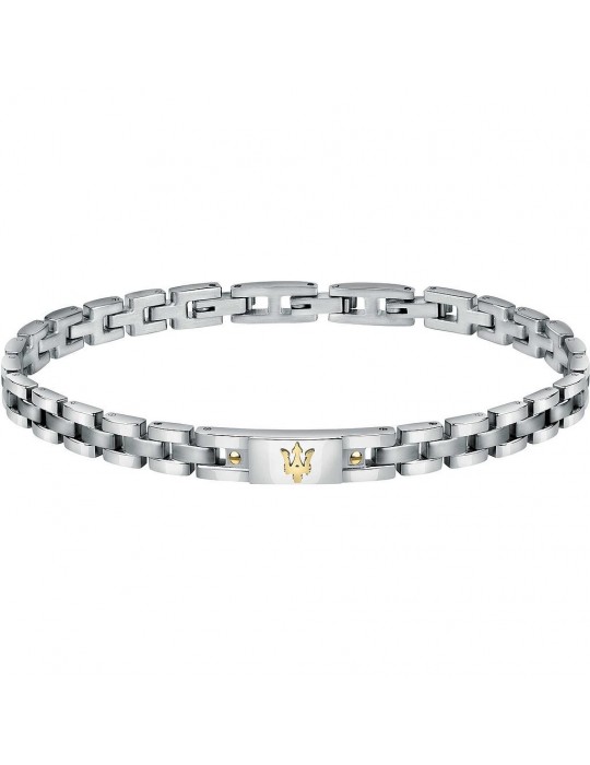 Maserati Man's Bracelet - in Steel with Gold Logo 22cm - 0