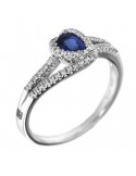 Davite & Delucchi Ring Woman - in White Gold with Diamonds and Shappire - 0