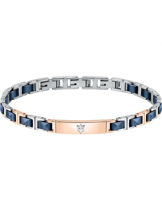 Bracciale Maserati Uomo - in Acciaio ed Inserti in Ceramica Blu Rose Gold22cm - 0