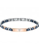 Maserati Man's Bracelet - in Steel and Blue Rose Gold Ceramic Inserts 22cm - 0