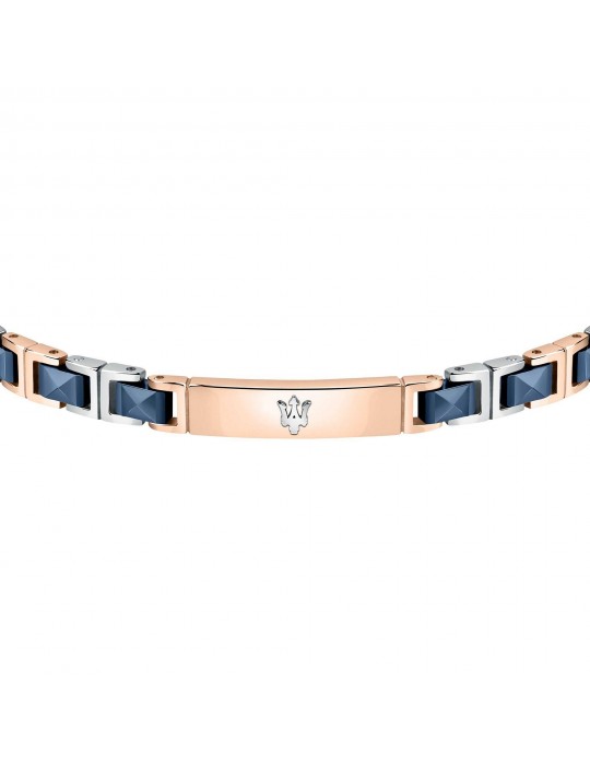 Bracciale Maserati Uomo - in Acciaio ed Inserti in Ceramica Blu Rose Gold22cm - 0