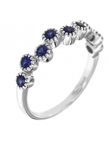 Anello Davite & Delucchi Donna - in Oro Bianco con Zaffiri - 0
