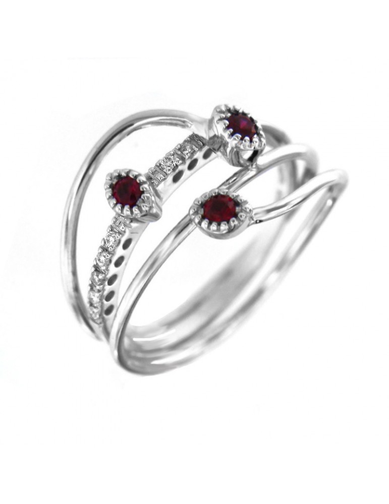Davite & Delucchi Ring with Diamonds and Ruby for Woman - 0