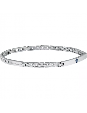 Maserati Man's Bracelet - in Steel with Plates and Blue Logo 22cm - 0