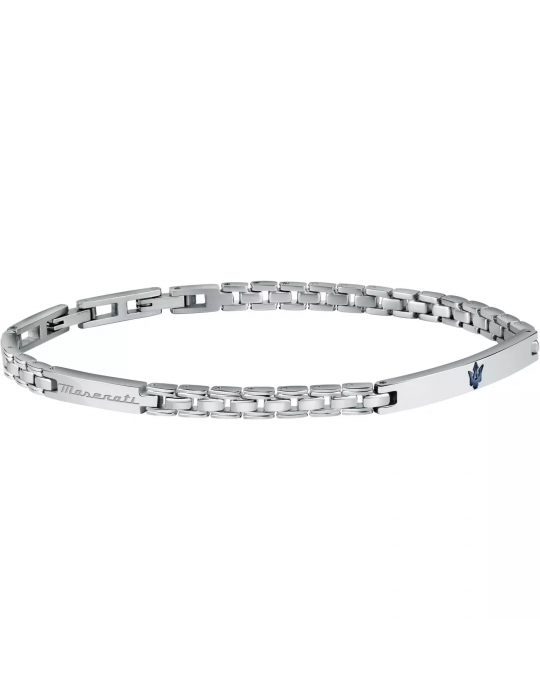 Maserati Man's Bracelet - in Steel with Plates and Blue Logo 22cm - 0