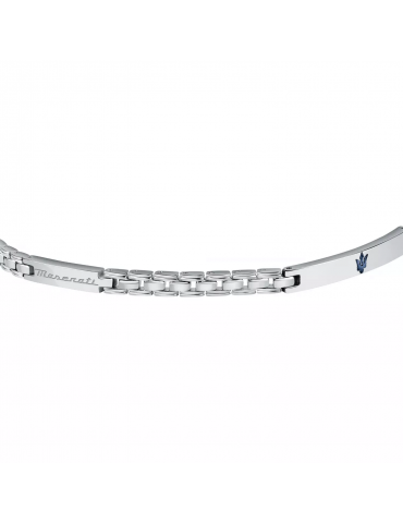 Maserati Man's Bracelet - in Steel with Plates and Blue Logo 22cm - 0 2