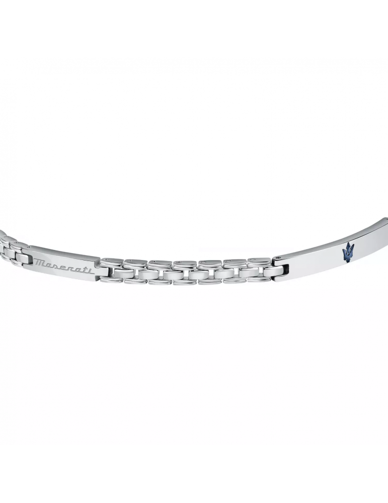 Maserati Man's Bracelet - in Steel with Plates and Blue Logo 22cm - 0
