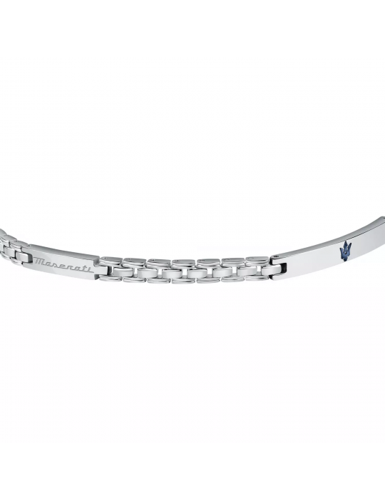 Maserati Man's Bracelet - in Steel with Plates and Blue Logo 22cm - 0