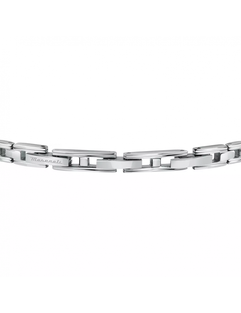 Bracciale Maserati Uomo - in Acciaio con Placche e Logo Blu 22cm - 0