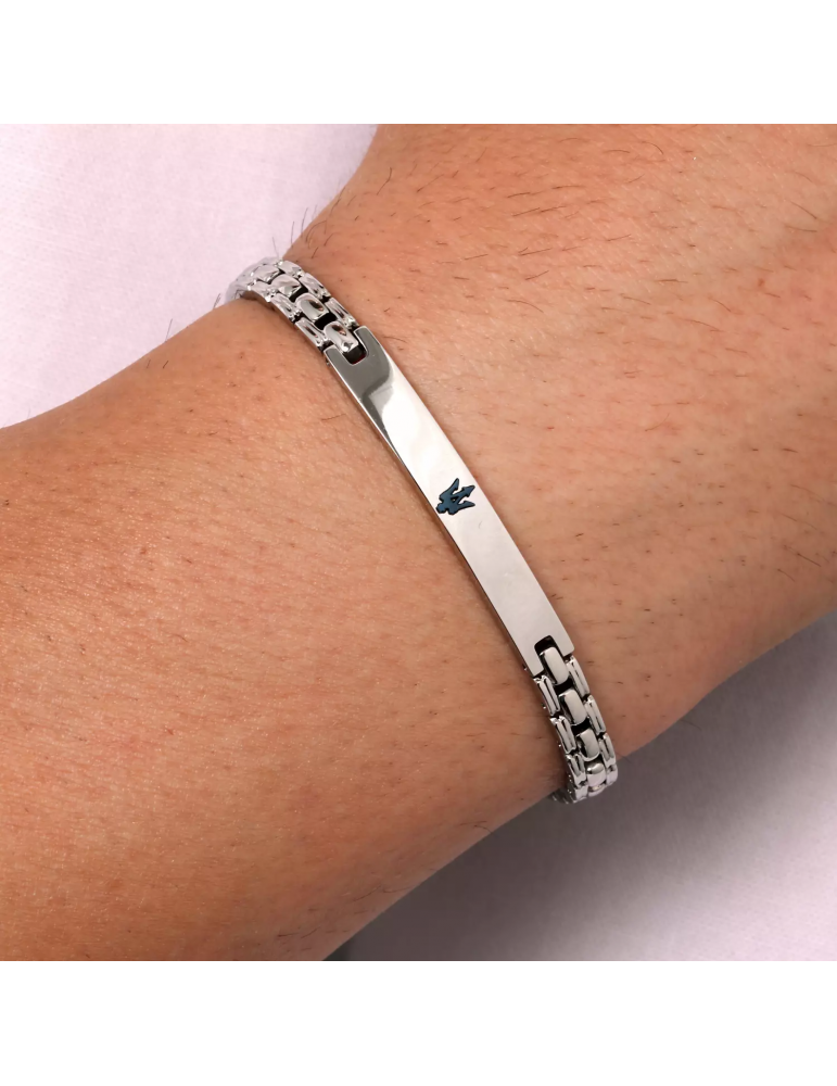 Bracciale Maserati Uomo - in Acciaio con Placche e Logo Blu 22cm - 0