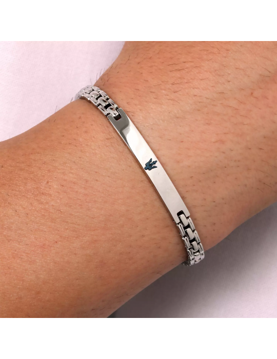 Bracciale Maserati Uomo - in Acciaio con Placche e Logo Blu 22cm - 0