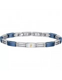 Maserati Man's Bracelet - in Steel and Blue Ceramic Inserts with 22cm Gold Logo - 0