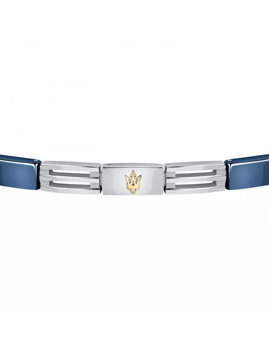 Bracciale Maserati Uomo - in Acciaio ed Inserti in Ceramica Blu con Logo Gold 22cm - 0