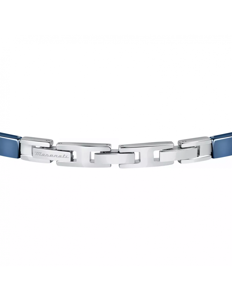 Bracciale Maserati Uomo - in Acciaio ed Inserti in Ceramica Blu con Logo Gold 22cm - 0