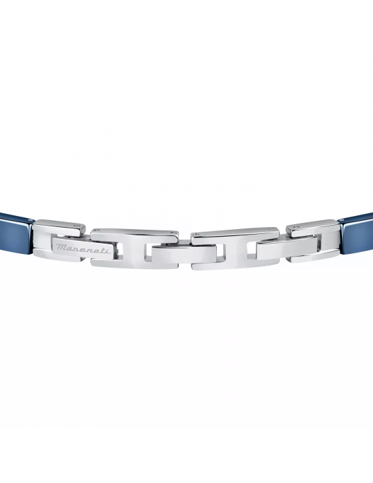 Bracciale Maserati Uomo - in Acciaio ed Inserti in Ceramica Blu con Logo Gold 22cm - 0
