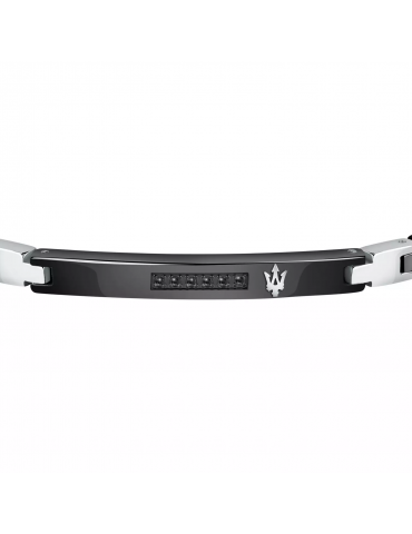 Bracciale Maserati Uomo - in Acciaio con Placca Centrale Black e Diamanti Neri 22cm - 0 2