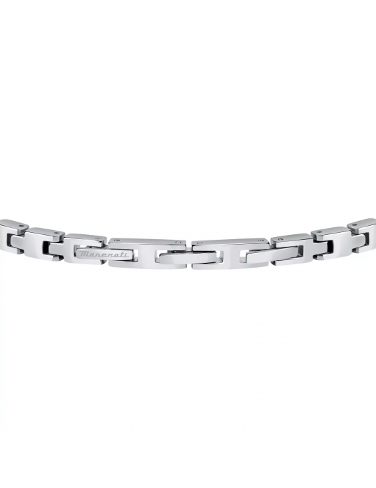 Maserati Man's Bracelet - in Steel with Black Central Plate and Black Diamonds 22cm - 0