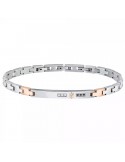 Maserati Man's Bracelet - in Steel with Rose Gold Plate with White and Black Diamonds 22cm - 0