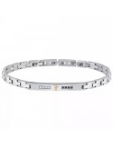 Bracciale Maserati Uomo - in Acciaio Placca Silver con Diamanti Bianchi e Neri 22cm - 0