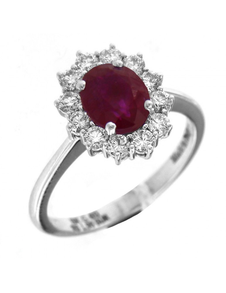 Anello Davite & Delucchi Rosetta con Diamanti e Rubino da Donna - 0