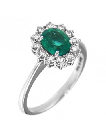 Anello Davite & Delucchi Rosetta con Diamanti e Smeraldo da Donna - 0