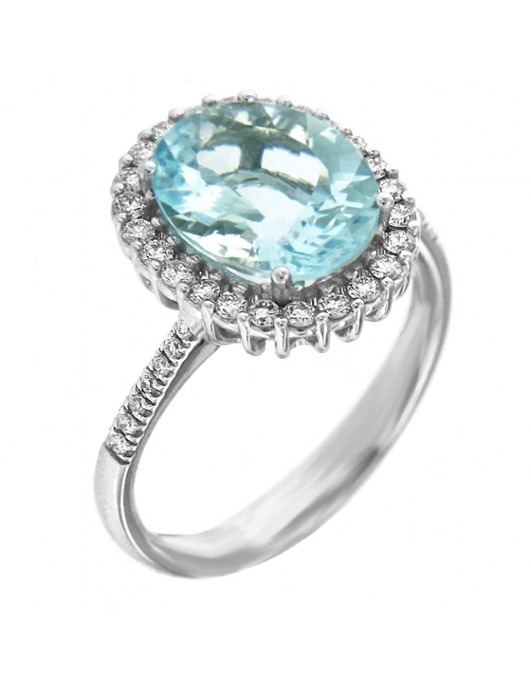 Davite & Delucchi Ring with Aquamarine and Diamonds for Women - 0