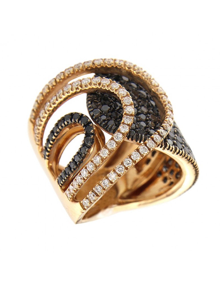 Anello Davite&Delucchi - Oro Rosa - Diamanti Neri - Bianchi - AA029157