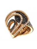 Anello Davite&Delucchi - Oro Rosa - Diamanti Neri - Bianchi - AA029157